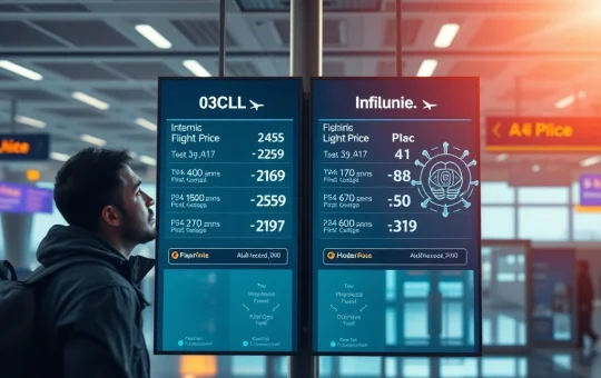 A visual representation of AI Pricing algorithms affecting airline ticket costs, raising concerns about consumer trust and transparency.
