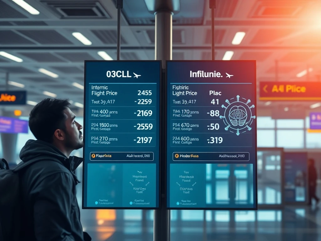 A visual representation of AI Pricing algorithms affecting airline ticket costs, raising concerns about consumer trust and transparency.