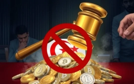 Algeria's crypto ban under AML/CTF law with a gavel crushing digital assets