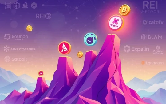 Illustrating the dramatic crypto surge of Alliance Games, REI Network, and Useless Coin, driven by new exchange listings and airdrops.