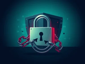 A broken digital lock symbolizes the severe Allianz Life data breach affecting customer data protection.