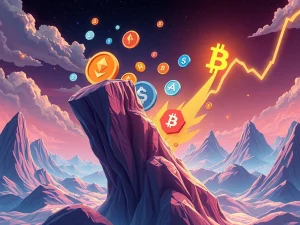 An exciting Altcoin Breakout scene, symbolizing a major upward surge in the crypto market after years of consolidation.