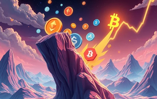 An exciting Altcoin Breakout scene, symbolizing a major upward surge in the crypto market after years of consolidation.