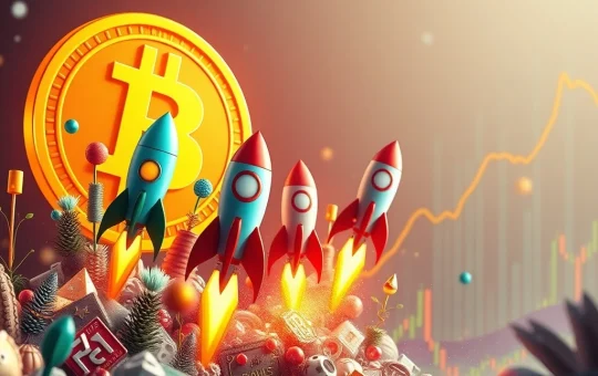 Visualizing Altcoin Outperformance as a diverse array of altcoins surge, symbolizing a significant crypto market rotation while Bitcoin lags behind.