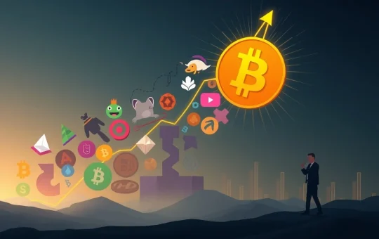 Dynamic crypto market shift with altcoins and meme tokens surging past Bitcoin, highlighting explosive altcoin performance.