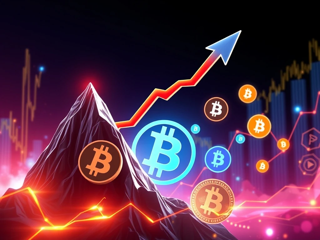 Chart showing an altcoin wedge breakout with altcoin symbols rising, indicating significant outperformance potential.
