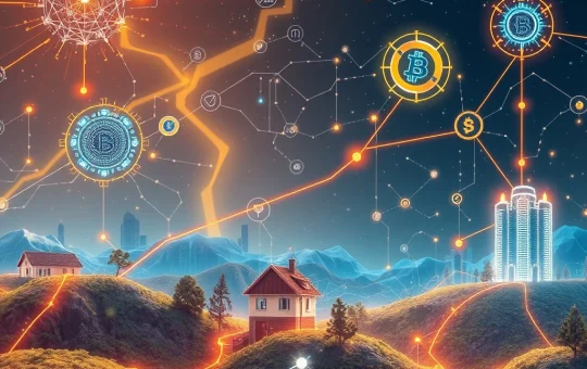 A vibrant digital illustration showcasing Altcoins driving crypto innovation through AI, DeFi, and tokenized real-world assets.