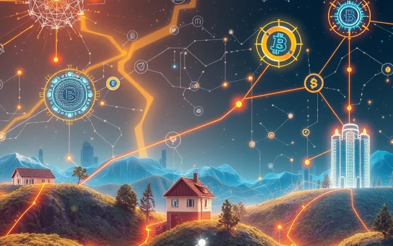 A vibrant digital illustration showcasing Altcoins driving crypto innovation through AI, DeFi, and tokenized real-world assets.