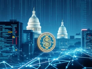 A digital representation of Anchorage Digital's USDtb stablecoin, symbolizing its compliance with the GENIUS Act and secure integration into the U.S. financial system.