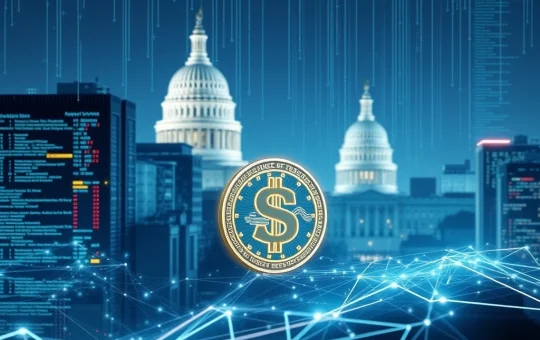 A digital representation of Anchorage Digital's USDtb stablecoin, symbolizing its compliance with the GENIUS Act and secure integration into the U.S. financial system.