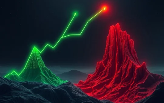 A visual metaphor depicting Anthropic's soaring valuation against the backdrop of FTX's significant missed gains, highlighting the divergence in AI and crypto tech investments.