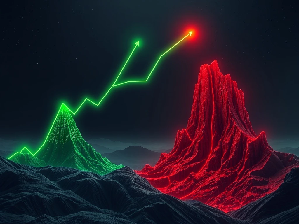 A visual metaphor depicting Anthropic's soaring valuation against the backdrop of FTX's significant missed gains, highlighting the divergence in AI and crypto tech investments.