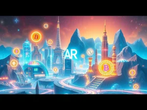 AR token's dramatic surge and ecosystem expansion in a futuristic digital landscape