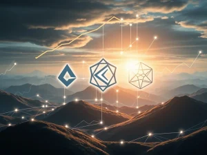Visualizing Arbitrum's phenomenal growth, Kaspa's price surge, and BlockDAG's successful presale in the crypto market.