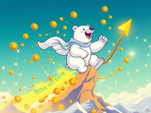 An illustration showing the rapid growth of Arctic Pablo Coin, symbolizing its 13,035% presale surge driven by a successful referral program.