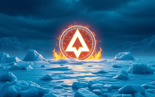 Arctic Pablo Coin glowing in icy landscape with deflationary burns effect