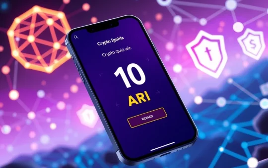 An Ari Wallet crypto quiz screen, symbolizing educational rewards for mastering network security concepts.