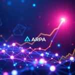 A visual representation of ARPA's incredible price surge, with a dynamic upward arrow signifying rapid growth on the ARPA network.