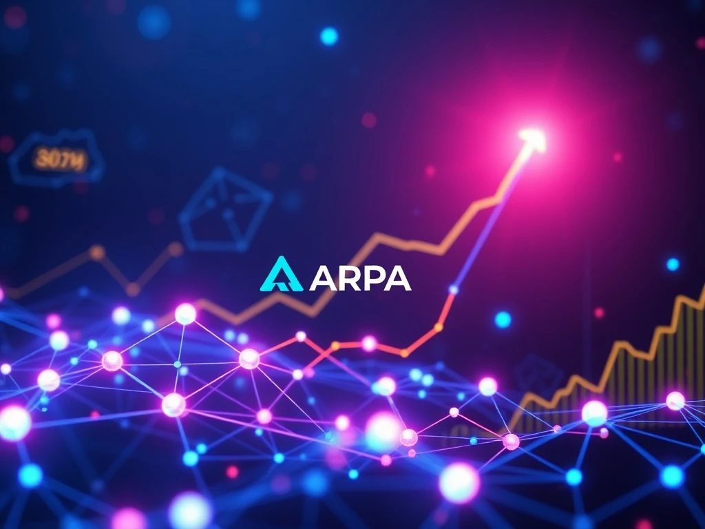 A visual representation of ARPA's incredible price surge, with a dynamic upward arrow signifying rapid growth on the ARPA network.