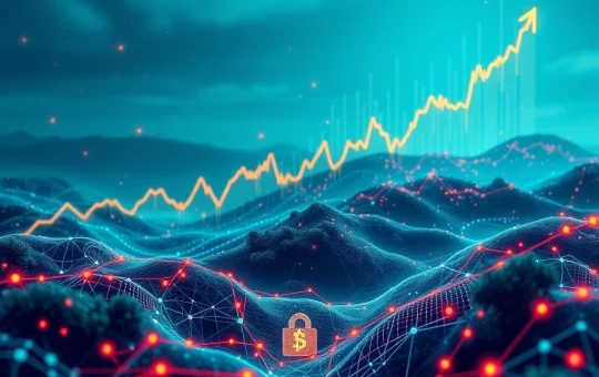 A digital representation of ARPA token growth amidst blockchain regulatory developments, symbolizing the advancement of decentralized data privacy solutions.