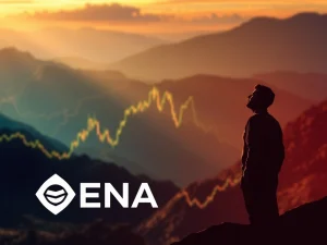 Arthur Hayes' strategic ENA token acquisition driving a significant crypto price surge, depicted with upward market charts.