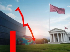 A visual representation of falling Asian shares, symbolizing market uncertainty driven by Trump tariffs and central bank decisions.