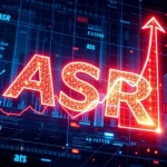 ASR cryptocurrency surges amid institutional adoption with a futuristic graph backdrop.
