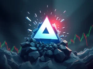 AVAX cryptocurrency logo crashing amid extreme market volatility