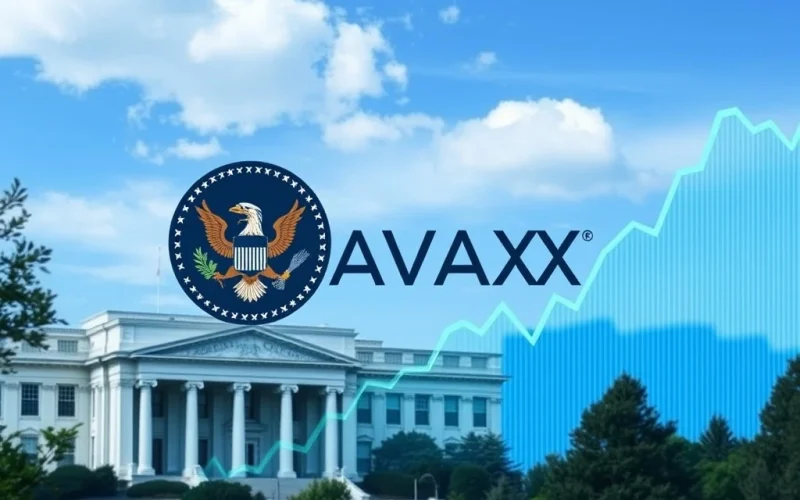 A visual representation of the SEC logo next to the Avalanche (AVAX) logo, symbolizing the regulatory review of the AVAX ETF and its impact on the Avalanche price.
