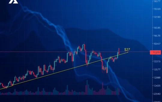 A chart illustrating AVAX price approaching a critical $27 resistance level, highlighting the potential for an Avalanche crypto breakout.