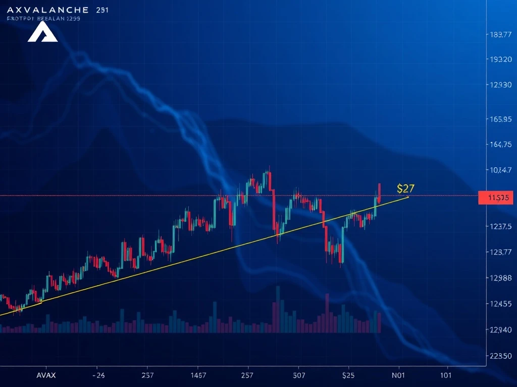 A chart illustrating AVAX price approaching a critical $27 resistance level, highlighting the potential for an Avalanche crypto breakout.