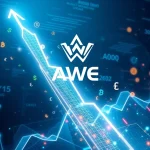 A visual representation of AWE crypto's explosive surge, showing a rapid upward trend on a digital chart, symbolizing market growth and increased market confidence.