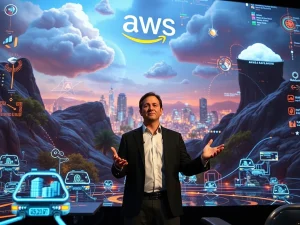 Amazon CEO Andy Jassy defending AWS AI lead in a tech conference
