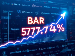 BAR cryptocurrency price surge with blockchain technology and partnership logos