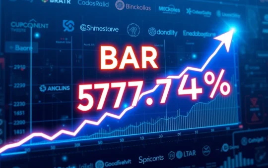 BAR cryptocurrency price surge with blockchain technology and partnership logos