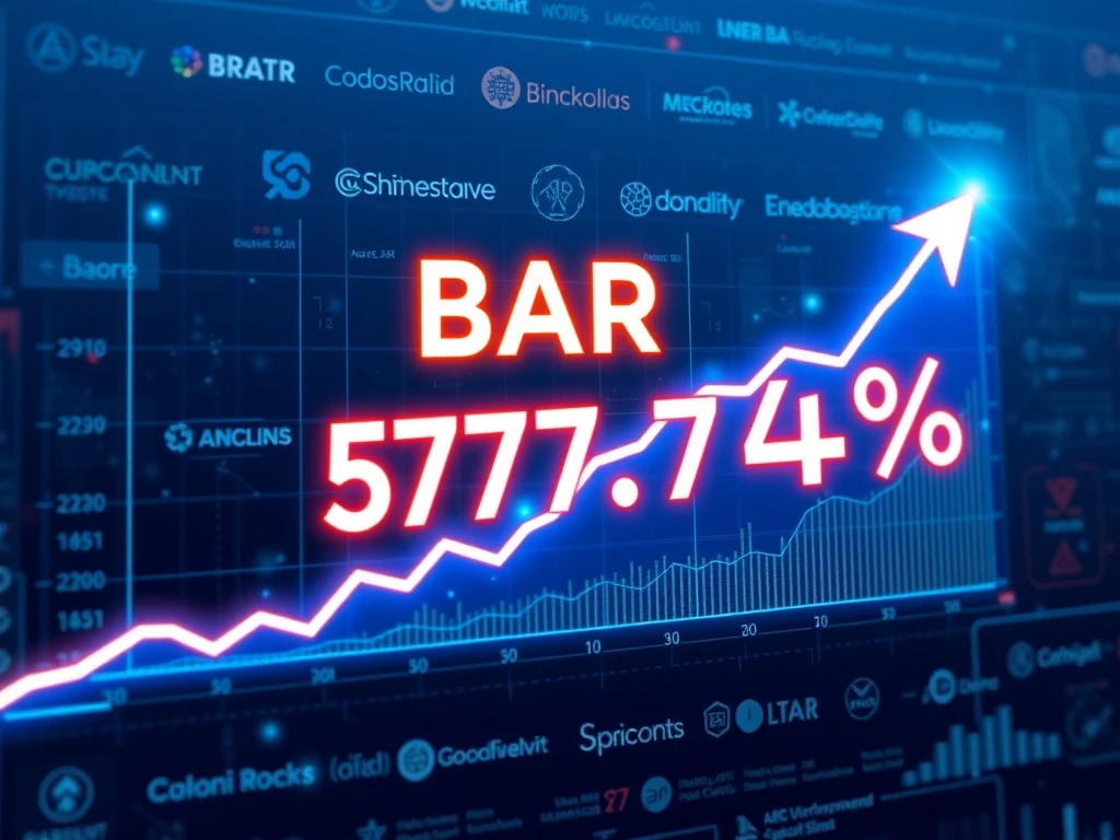 BAR cryptocurrency price surge with blockchain technology and partnership logos