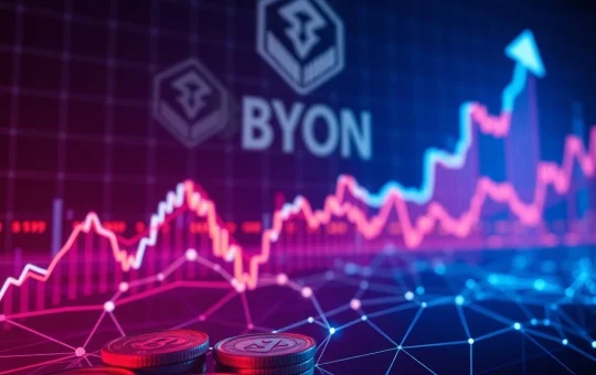Graph showing Beyond Inc. stock surge, symbolizing the strategic push for blockchain monetization of tZero and GrainChain assets.