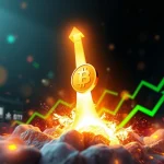 A chart showing the BIFI token experiencing a massive crypto surge, symbolizing rapid growth and market volatility.