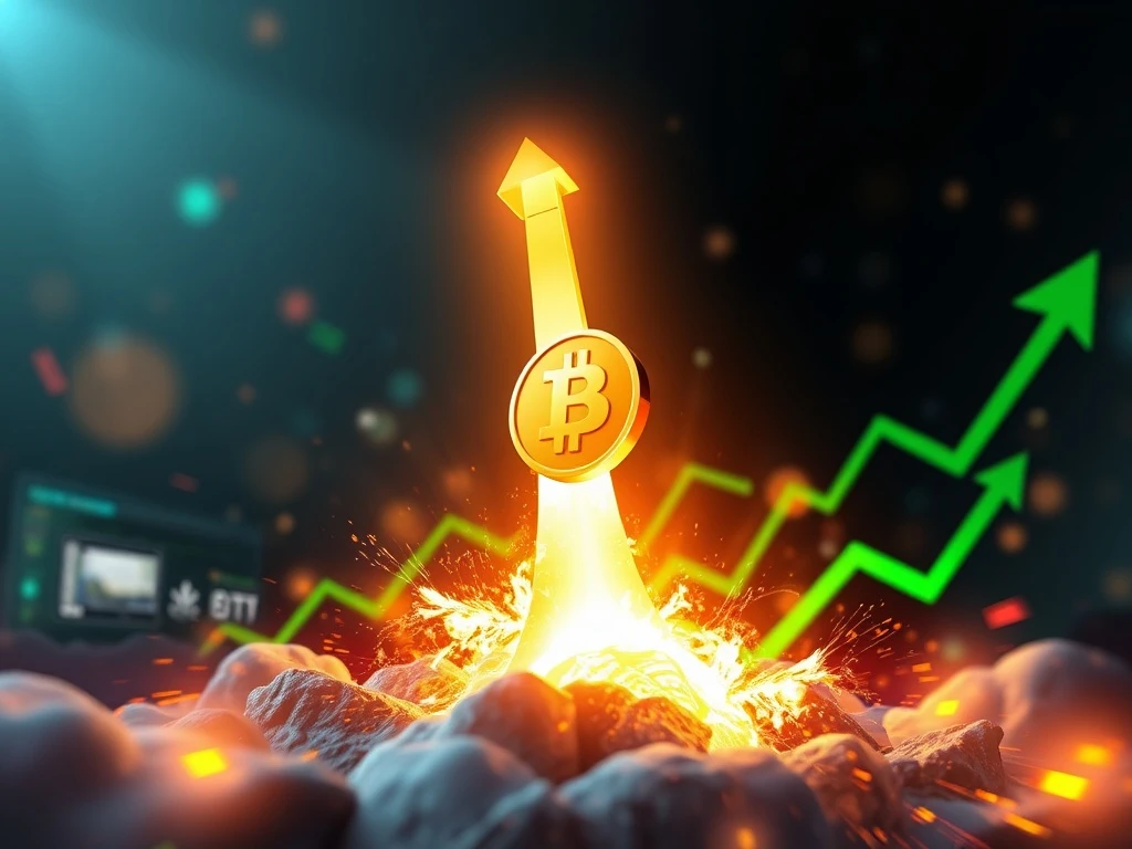 A chart showing the BIFI token experiencing a massive crypto surge, symbolizing rapid growth and market volatility.