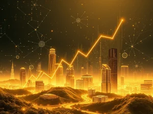 A visual representation of BIGTIME crypto's dramatic price increase, symbolizing rapid growth driven by institutional crypto adoption and global reach.