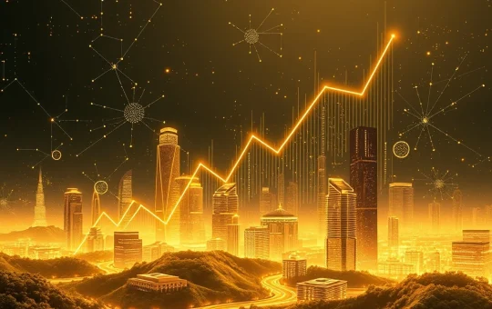 A visual representation of BIGTIME crypto's dramatic price increase, symbolizing rapid growth driven by institutional crypto adoption and global reach.