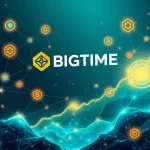 A visual depicting BIGTIME's explosive growth, highlighting strategic blockchain partnerships and cross-chain interoperability fueling its crypto surge.