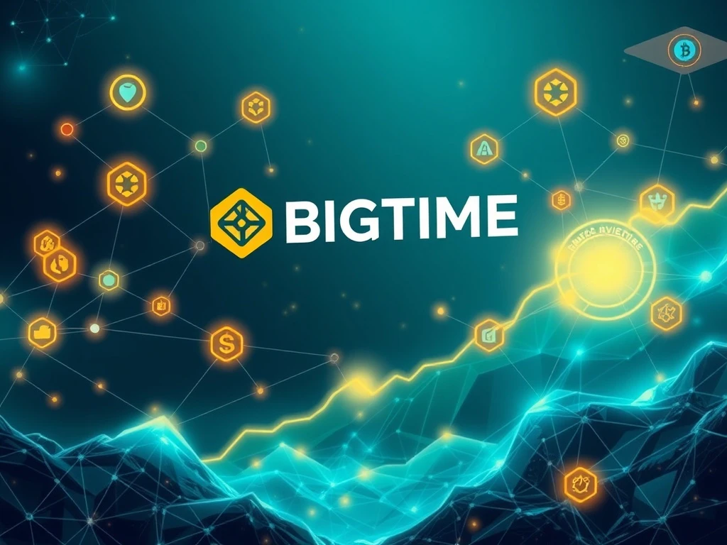 A visual depicting BIGTIME's explosive growth, highlighting strategic blockchain partnerships and cross-chain interoperability fueling its crypto surge.