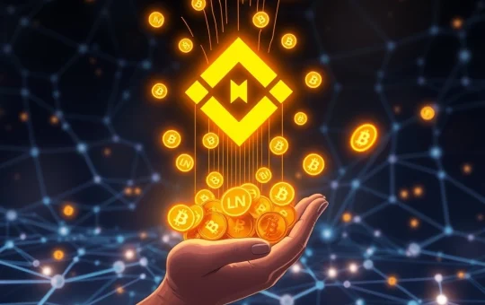A visual representation of the Binance Alpha Airdrop, showing LN Tokens descending into a digital wallet, symbolizing the upcoming distribution.