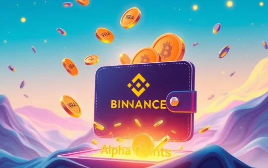 A visual representation of the Binance Alpha Airdrop, with VRA Tokens being distributed to users holding Alpha Points.