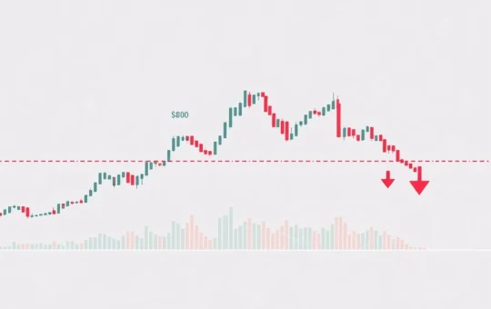 A technical analysis chart showing Binance Coin (BNB) price stalled at $800 resistance, with low trading volume indicating potential for a crypto correction.
