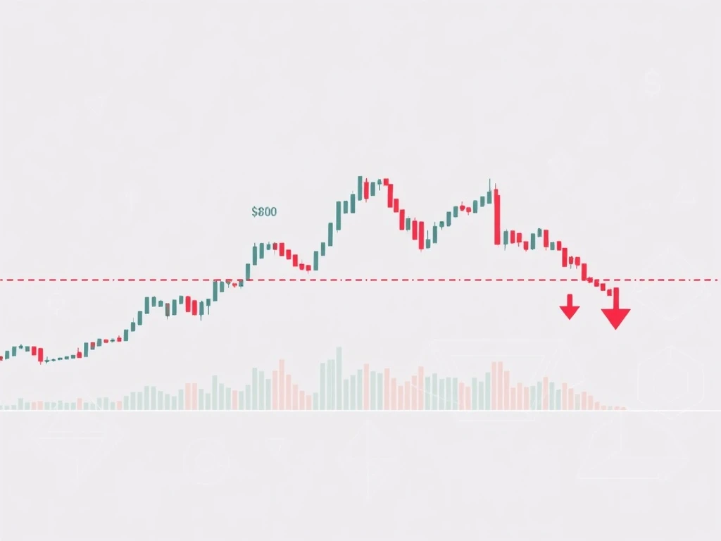 A technical analysis chart showing Binance Coin (BNB) price stalled at $800 resistance, with low trading volume indicating potential for a crypto correction.