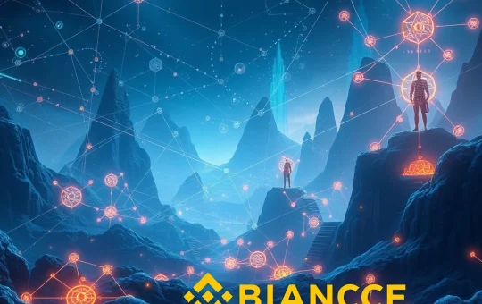 A visual representation of the Binance Wallet TGE for Delabs Games, symbolizing the fusion of blockchain gaming with AI and Web3 innovation.