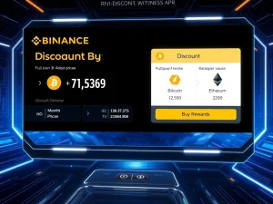 Binance Discount Buy feature showcasing crypto purchases with APR rewards