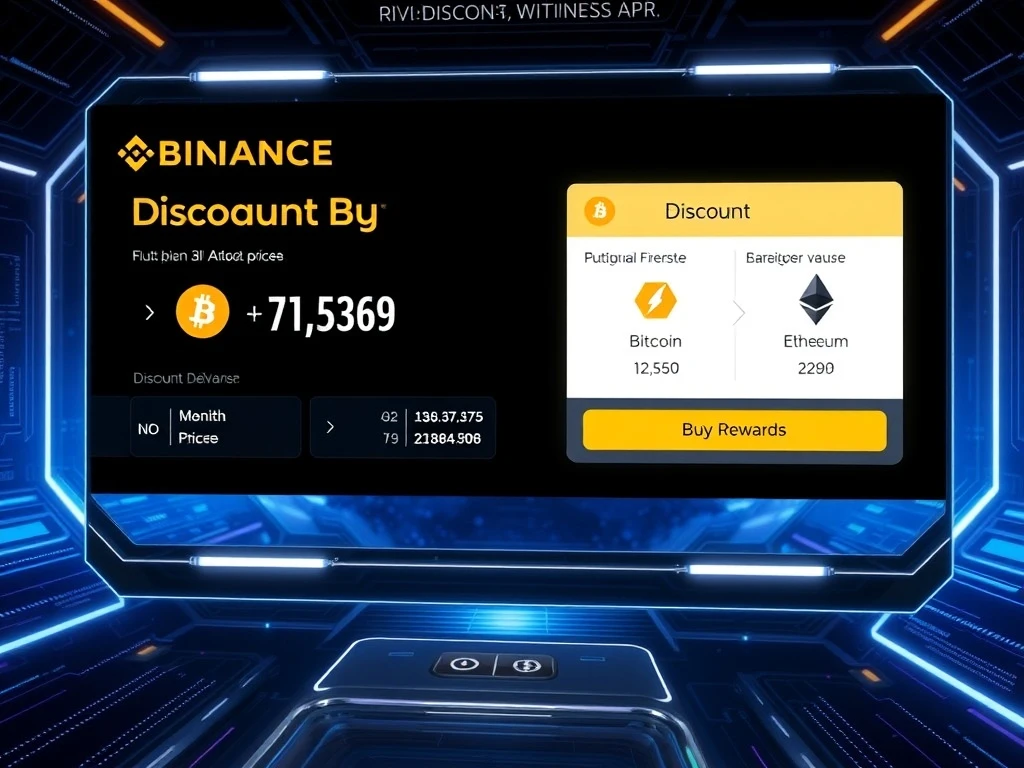 Binance Discount Buy feature showcasing crypto purchases with APR rewards